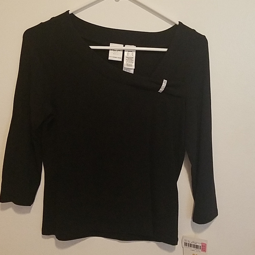 Women's INC 3/4 length sleeve black top